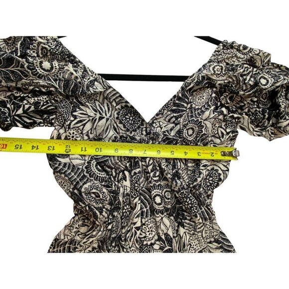 Zara Womens Mini Dress S Black White Floral Flutter Sleeve Flowy 9878/249 NWT - Picture 4 of 6